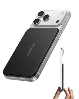 Baseus - PicoGo 5000mAh Magnetic Wireless Power Bank, Ultra Slim Portable Charger for iPhone, Samsung Galaxy and USB-C Devices