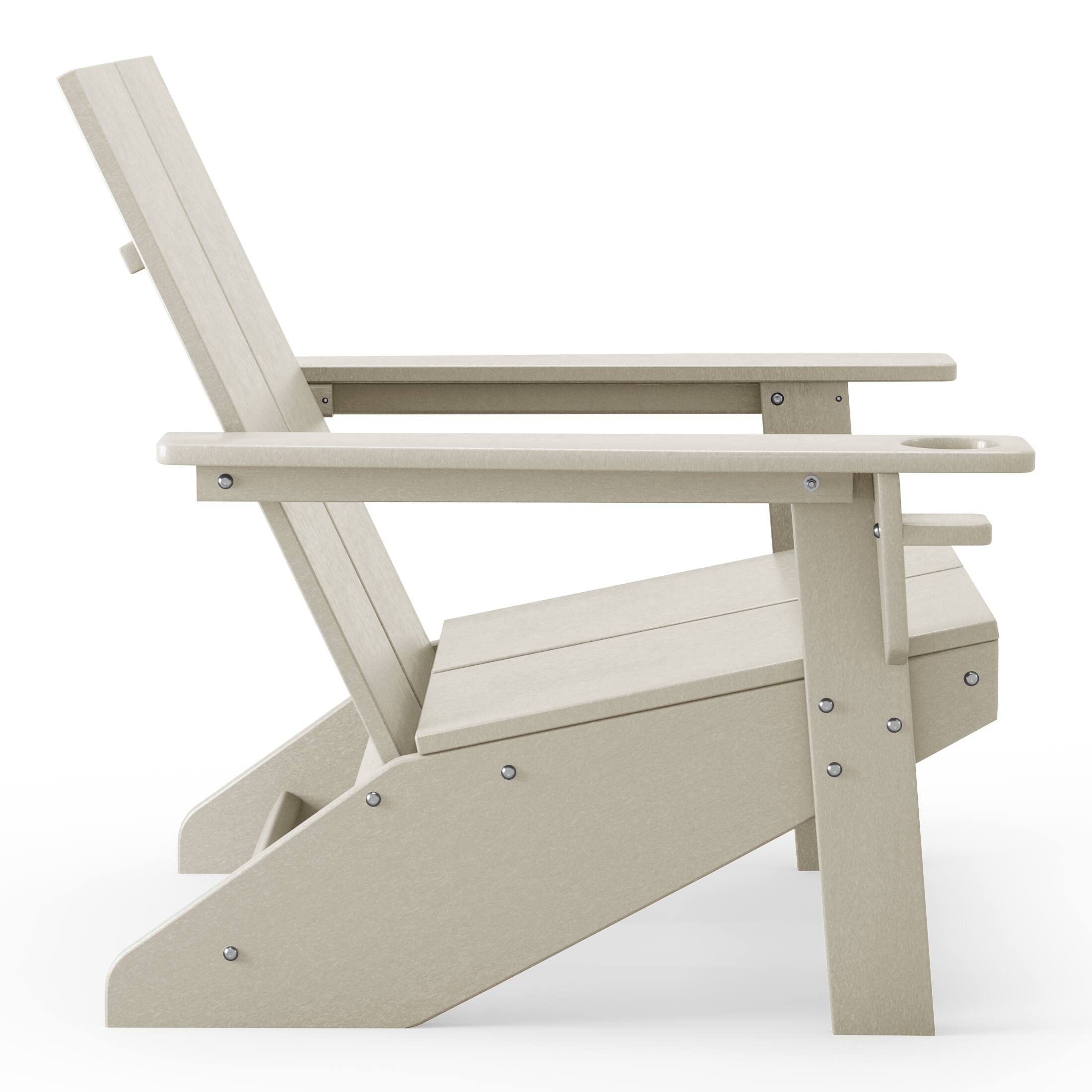 Left. WestinTrends - WestinTrends Riviera Outdoor HDPE Modern Adirondack Chair with Cup Holder - Sand.