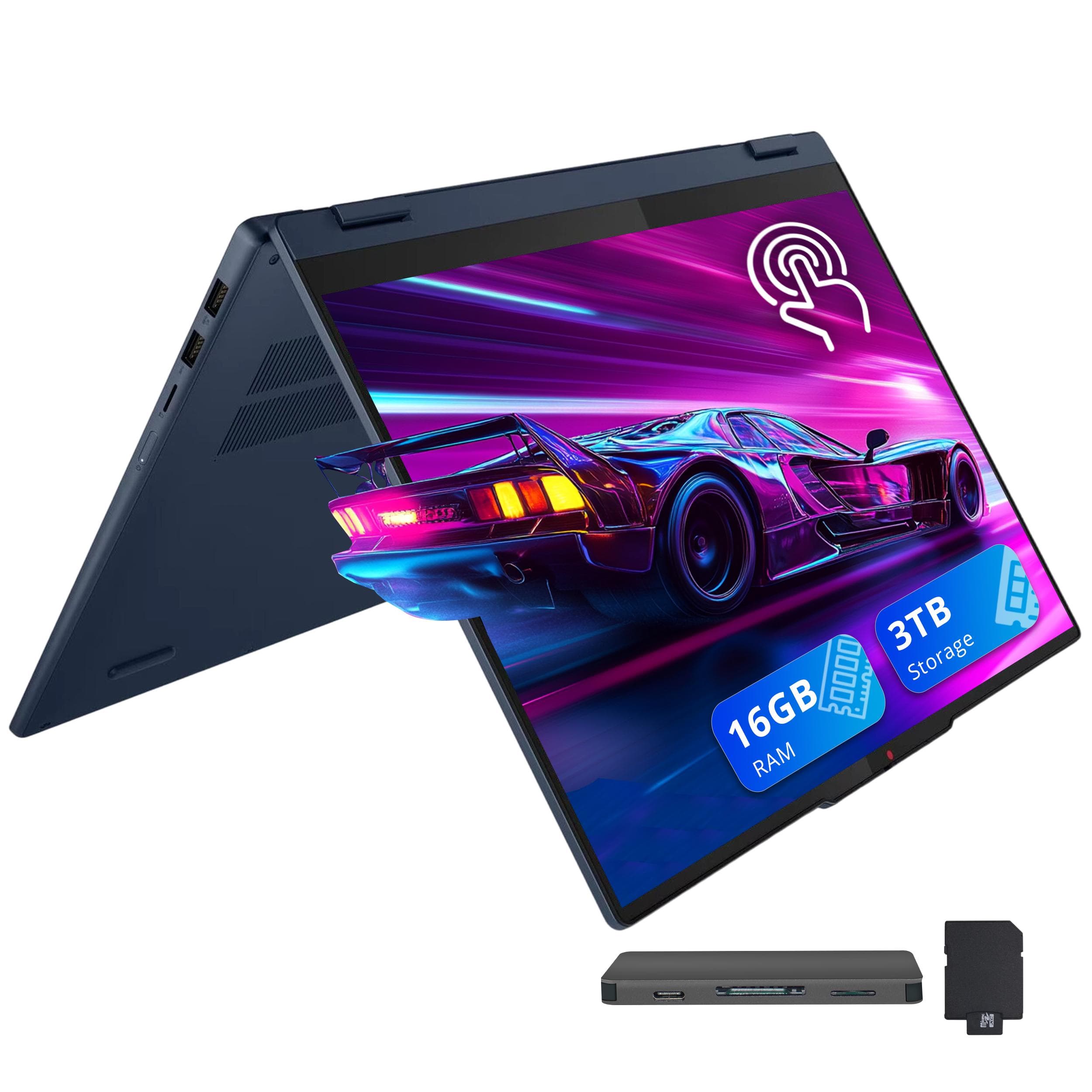 Lenovo - Ideapad 5 16" WUXGA Touchscreen 2-in-1 Laptop,AMD Ryzen AI 5 340,16GB RAM,2TB SSD+160GB Dock Set,Win 11 - Blue