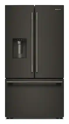 Front. KitchenAid - 30 Cu. Ft. French Door Refrigerator with Exterior Water and Ice - Black Ore.