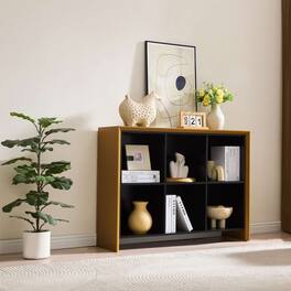 Kings Brand Furniture - Contemporary 6-Cube Storage Bookcase - Honey Mustard