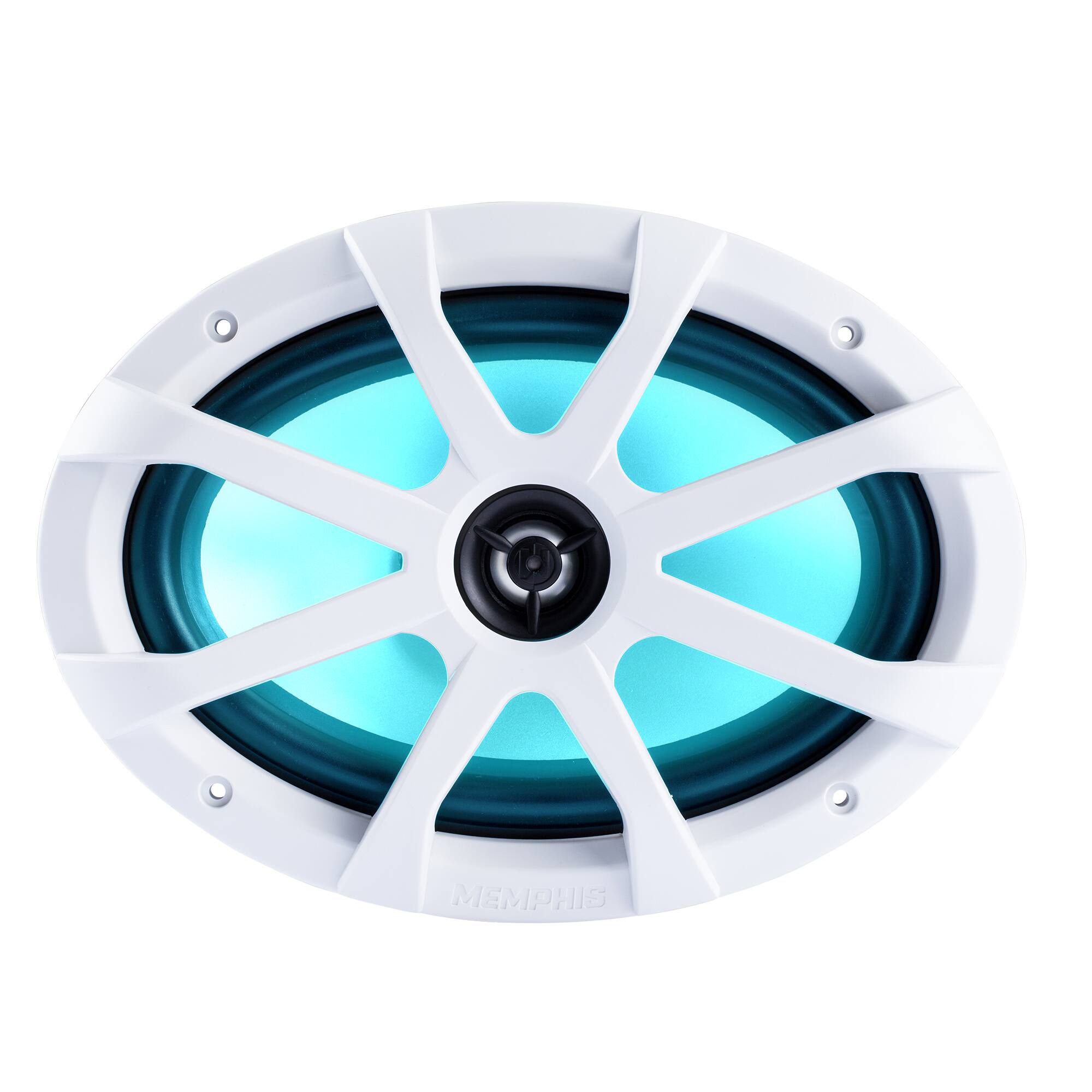 Alt View 10. Memphis Car Audio - Memphis Audio 6x9 LED Marine Coaxial Speakers - 1 Pair (2 Units) - OEM Bulk Pack MXA69L With White Grilles - Black/Gray.