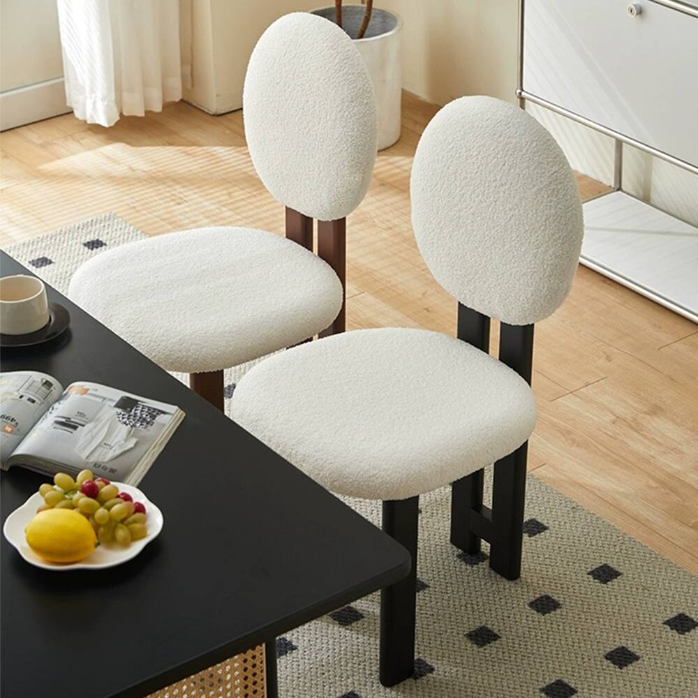 Angle. VIVZONE - Set of 2 Fabric Side Chair Dining Chair - Black,White.