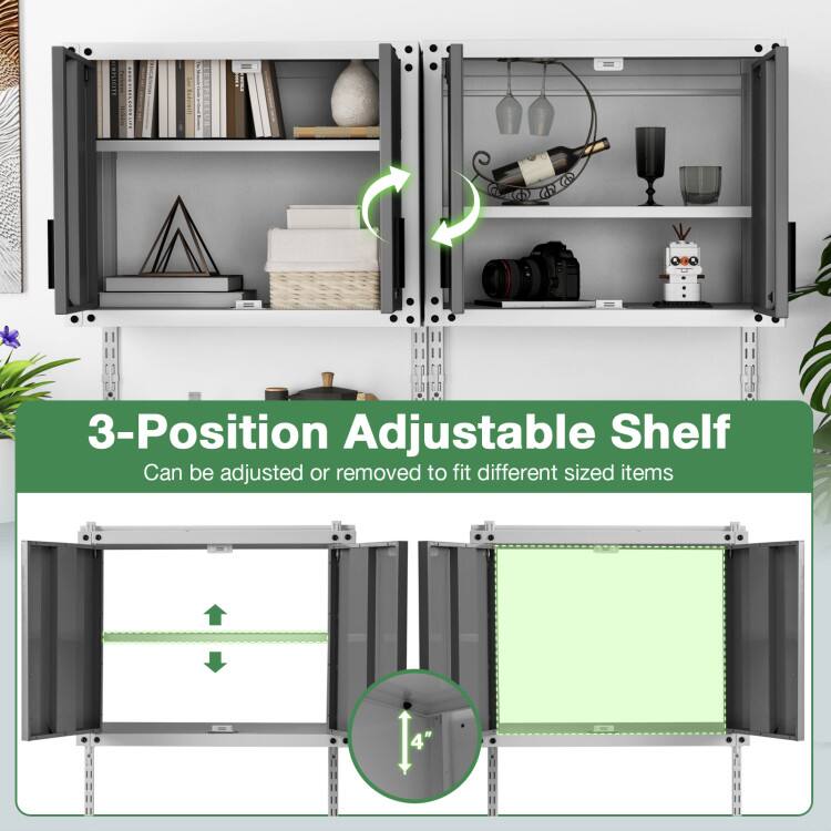 3-Position Adjustable Shelf  
Can be adjusted or removed to fit different sized items