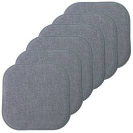 Sweet Home Collection - Alexis Memory Foam No Slip Back 16" x 16" Chair Pad Cushions, 6-Pack - Blue/Gray