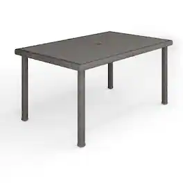 Martha Stewart - Bedford 62" Outdoor Rattan Wicker Patio Table with Engineered Wood Top - Gray