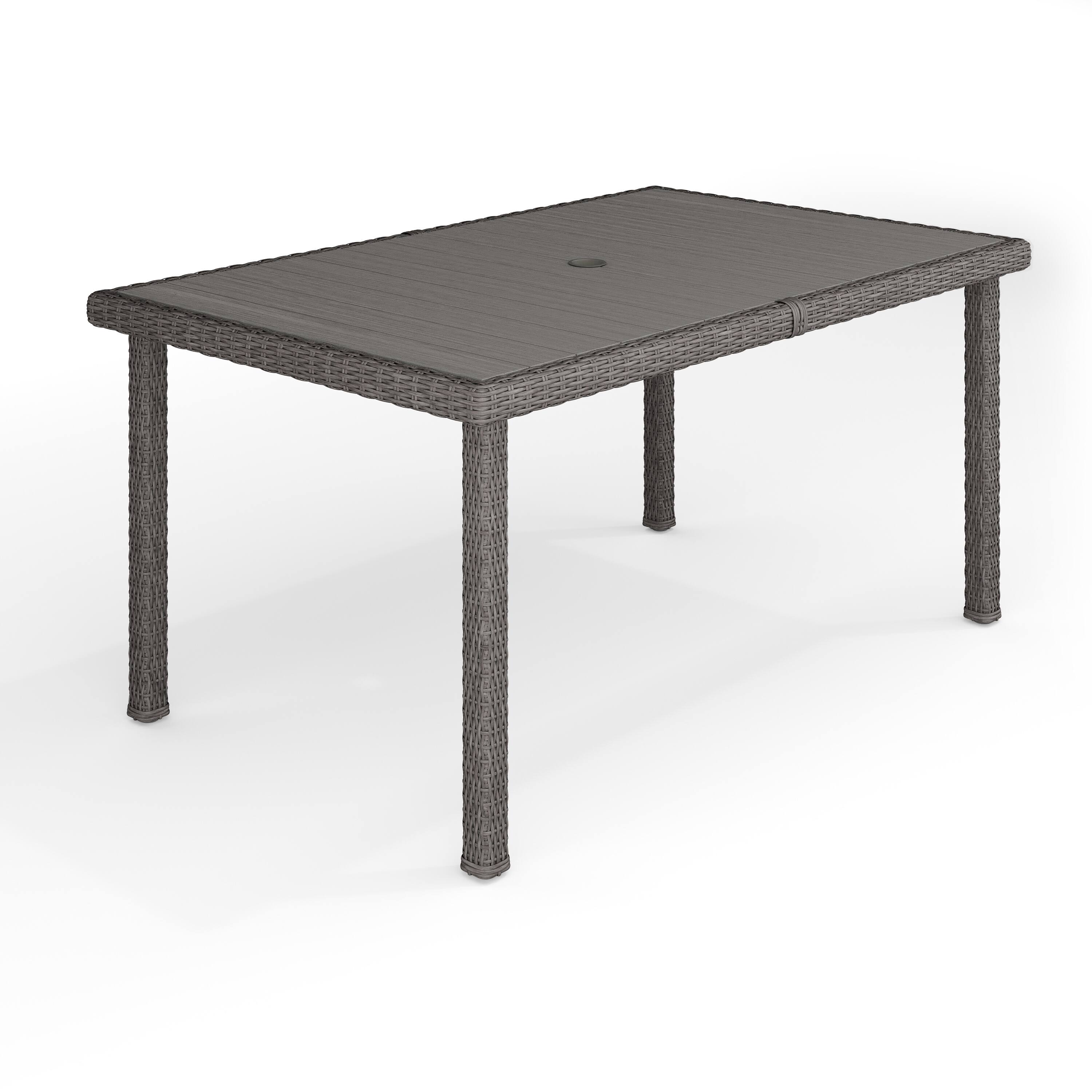 Front. Martha Stewart - Bedford 62" Outdoor Rattan Wicker Patio Table with Engineered Wood Top - Gray.