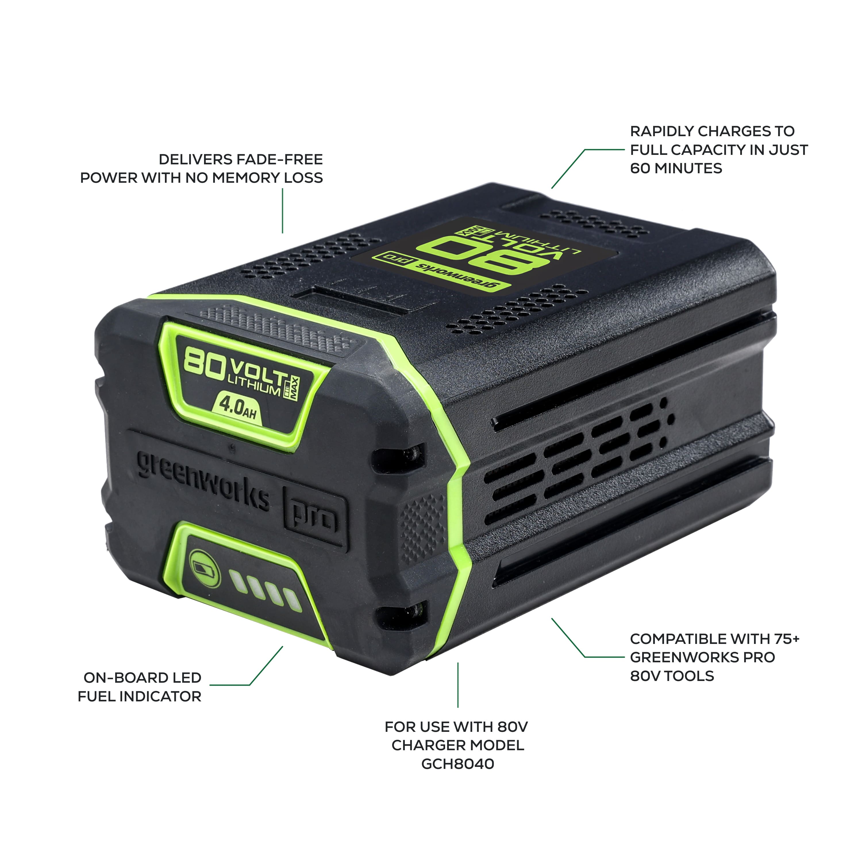 Alt View 11. Greenworks - 80-Volt 170 MPH 730 CFM Cordless Handheld Blower (1 x 2.5Ah Battery and 1 x Charger) - Green.