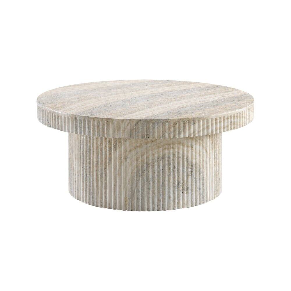 Alt View 3. Meridian Furniture - Legatto Travertine Travertine Finish Concrete Coffee Table - Grey.
