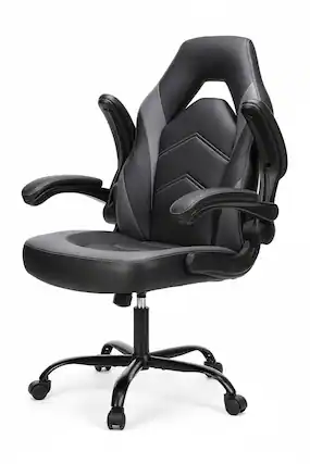 Front. AOITUN - PU Gaming Chair for Daily Comfort, Ergonomic Desk Seat for Home Study or Work - Gray.
