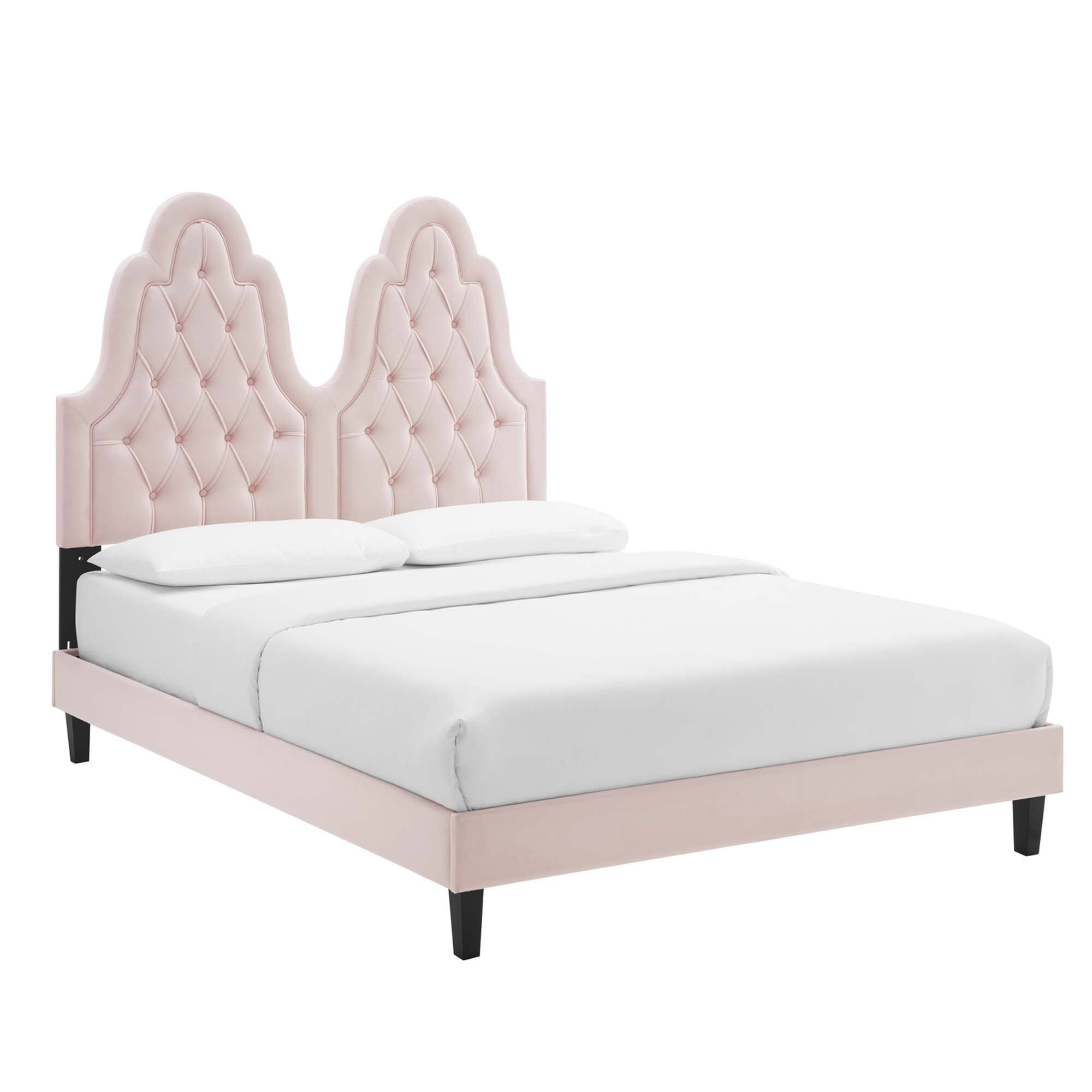 Angle. Modway - Sofia Channel Tufted Performance Velvet Full Platform Bed - White.