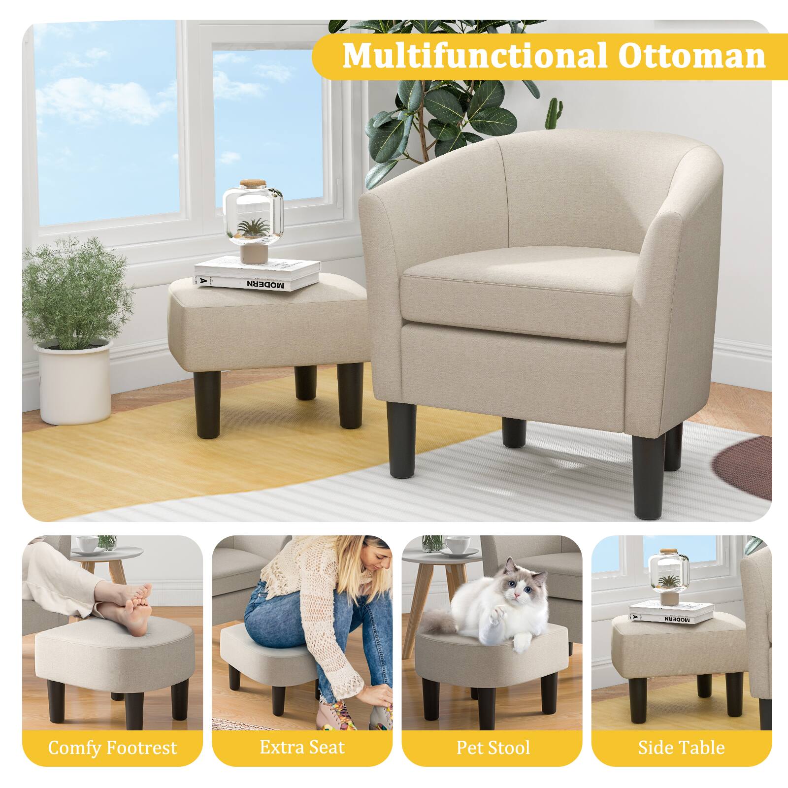 Multifunctional Ottoman A 1 MODERN - Comfy Footrest, Extra Seat, Pet Stool, Side Table