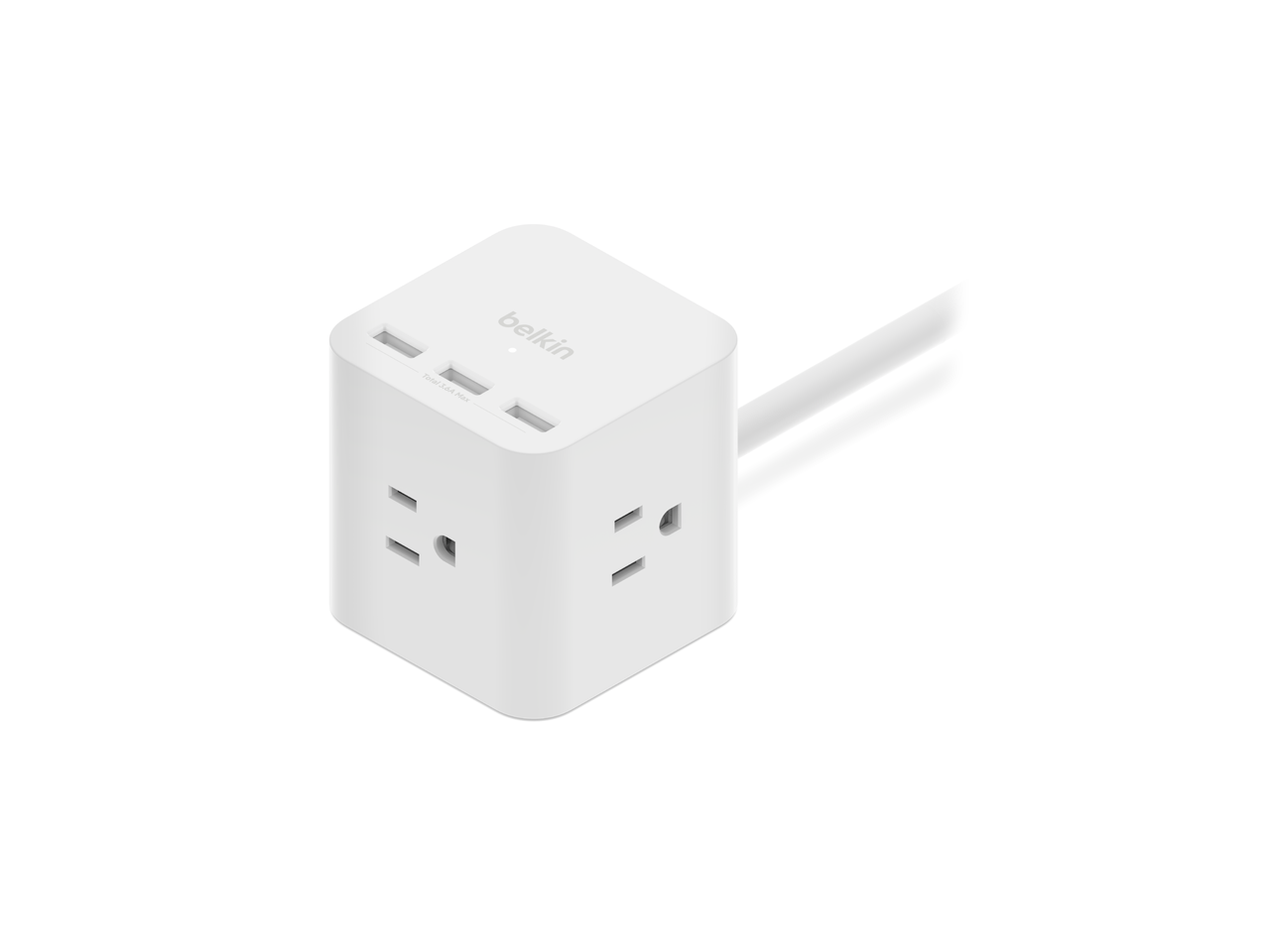 Belkin - 3-Outlet Power Cube with 5-Foot Cord and USB-A Ports SRA006P3TT5 - Black