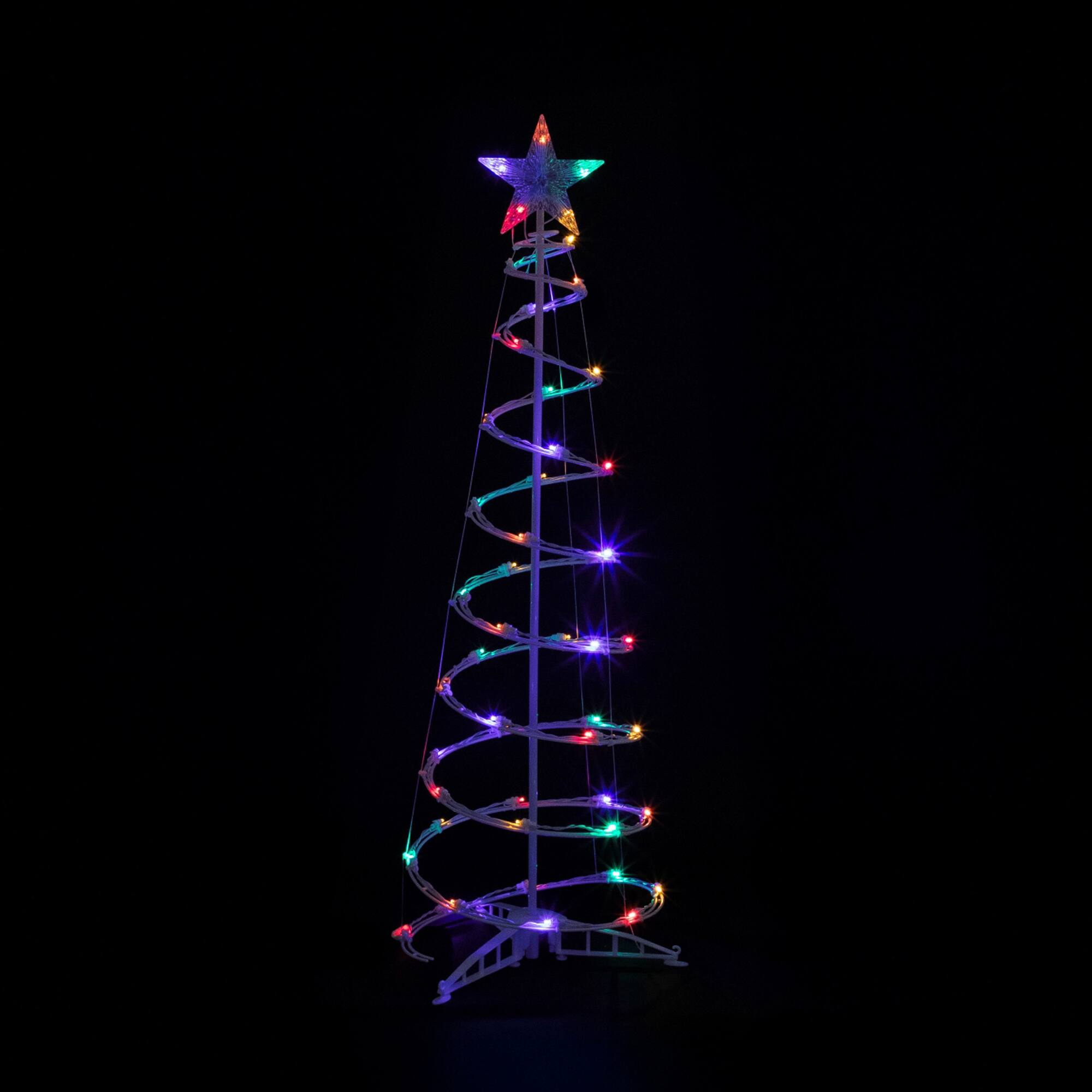 Northlight - LED Lighted Spiral Outdoor Christmas Tree - 4' - Multi Lights - White