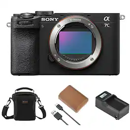 Bundle - Sony - Alpha a7C II Mirrorless Camera, Black, with NP-FZ100 Battery, Charger and Shoulder Bag