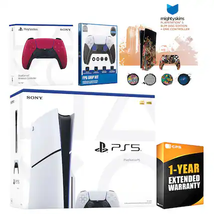 - PlayStation SONY
- DualSense Wireless Controller for PS5
- FPS GRIP KIT
- mighty skins PLAYSTATION 5 SLIM DISC EDITION + ONE CONTROLLER
- PlayStation 5
- 4K 120 FPS
- 1-YEAR EXTENDED WARRANTY