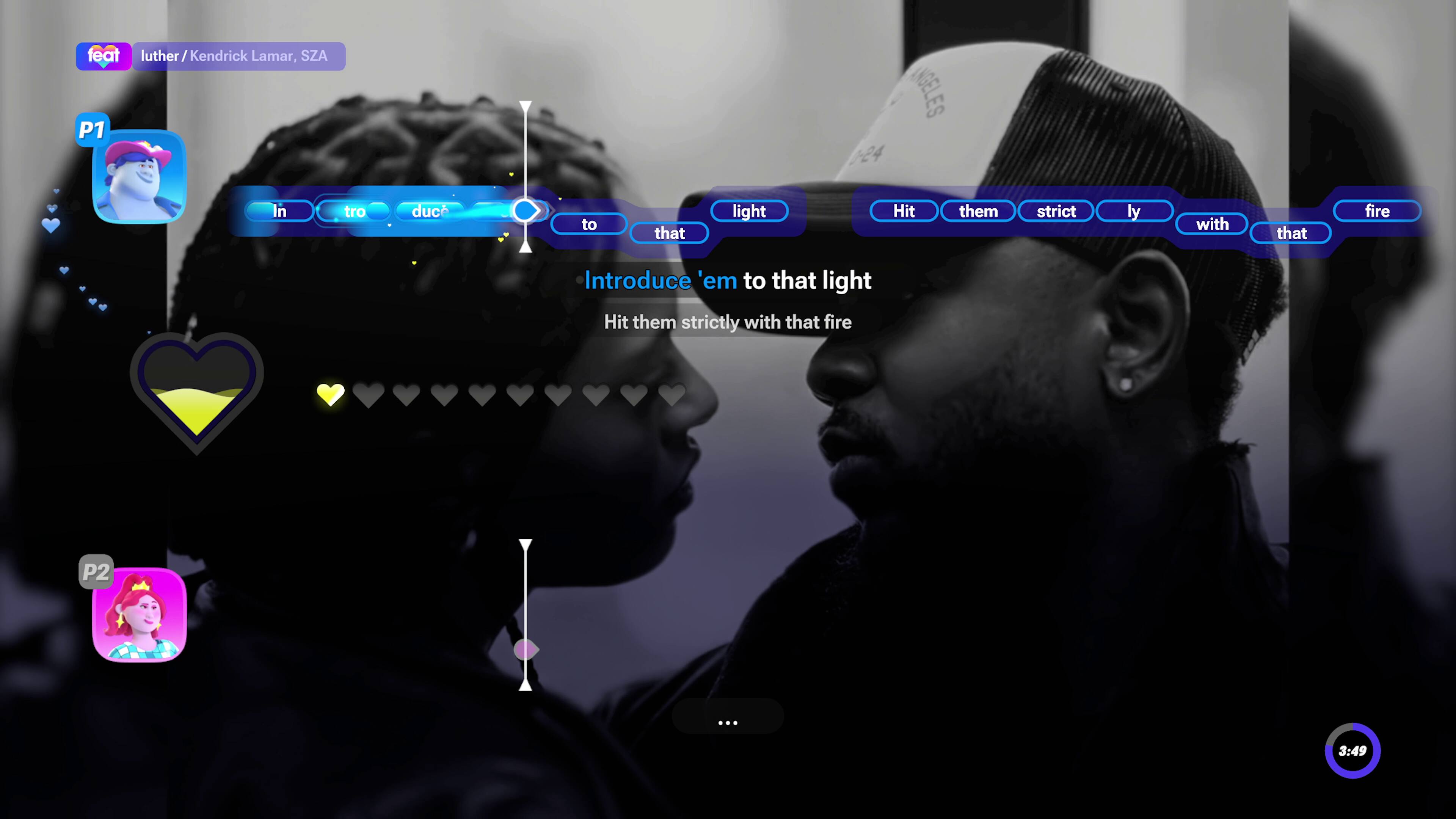 feat. P1 Luther / Kendrick Lamar, SZA  
ANGELES  
Introduce 'em to that light  
Hit them strictly with that fire  

P2  
3:49
