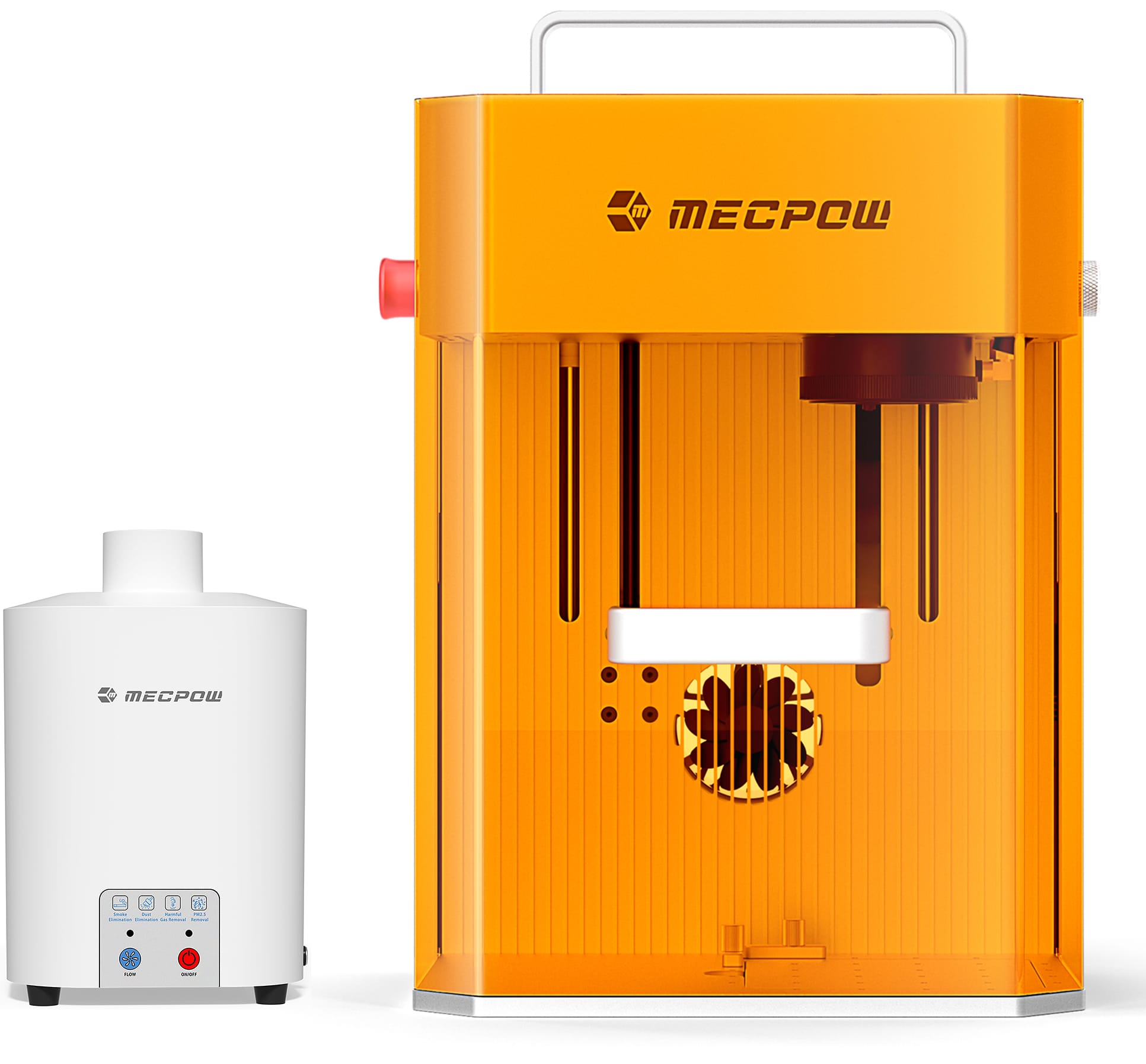 Mecpow - X1 2-in-1 2W IR & 10W Diode Dual Laser Engraver & P50 Fume Extractor, 5000mm/s Ultra Fast Machine for Metal, Wood, etc.