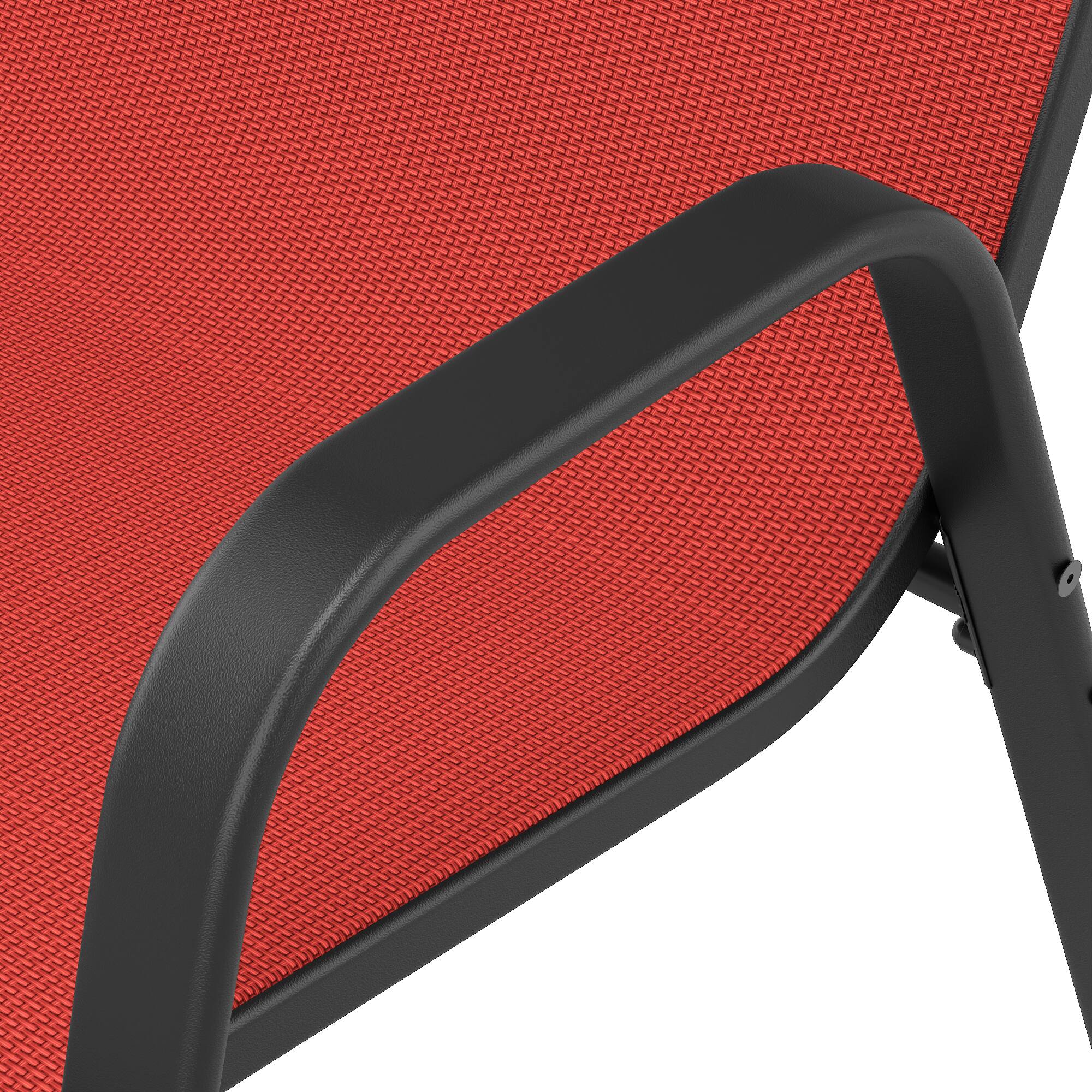 Alt View 2. Mondawe - 6-Piece Outdoor Dining Chairs Set, Teslin Fabric and Metal Frame - Black+Red.