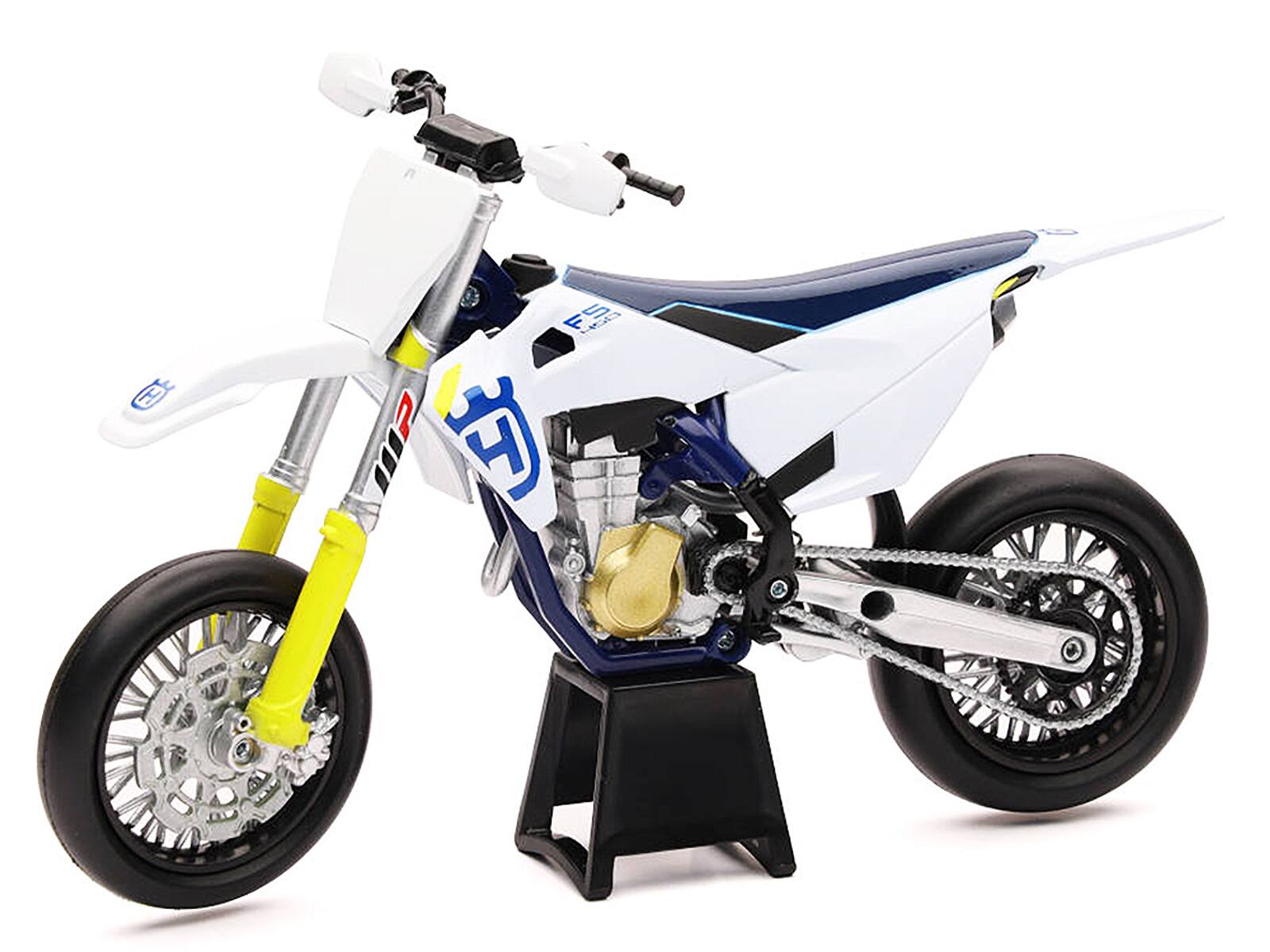 Alt View 2. New Ray - Husqvarna FS450 White and Blue 1/12 Diecast Motorcycle Model by New Ray.