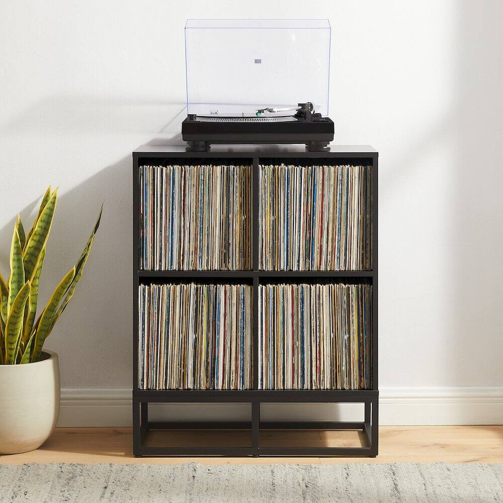 Alt View 4. Crosley Furniture - Enzo 4 Cube Record Player Stand With Vinyl Storage - Black.