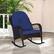 Angle. Costway - Patio Wicker Rocking Chair with Seat Back Cushions & Lumbar Pillow Porch - Mix Brown + Navy.