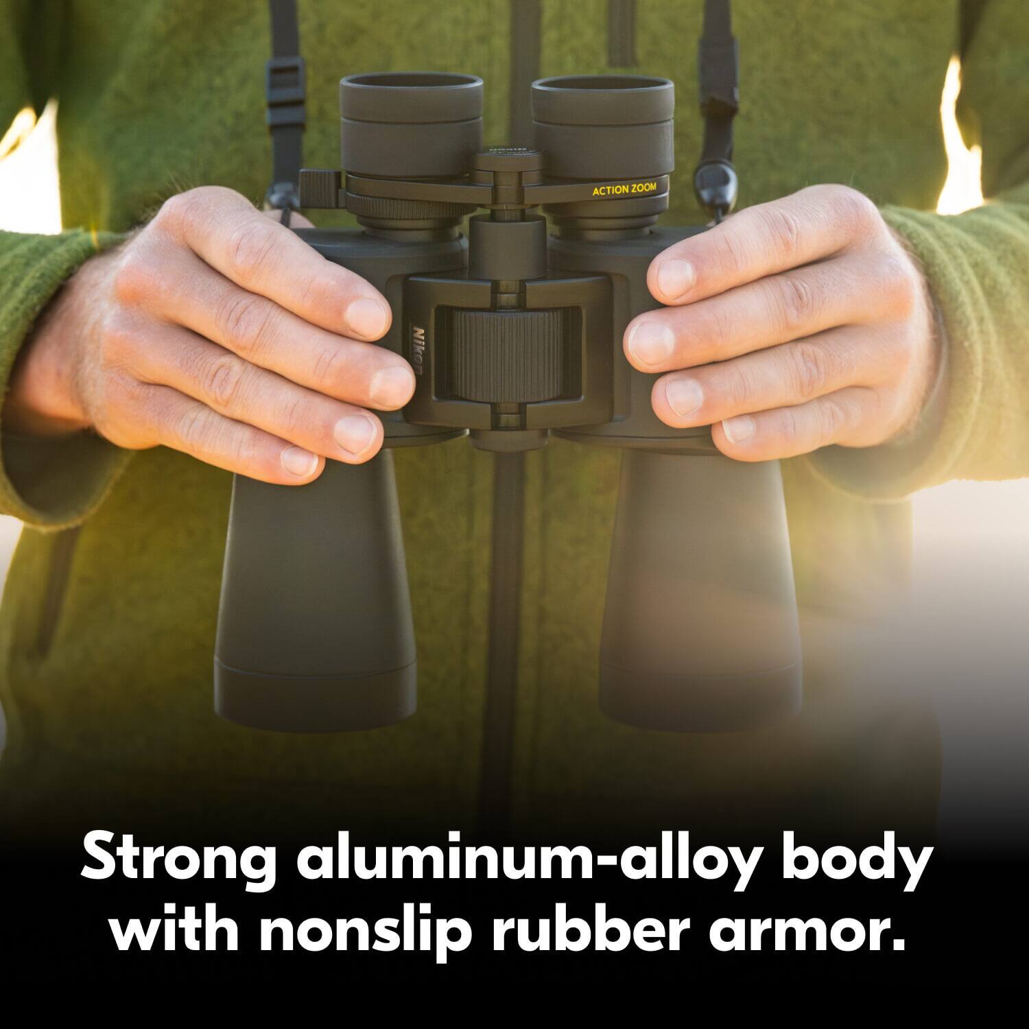 Strong aluminum-alloy body with nonslip rubber armor.