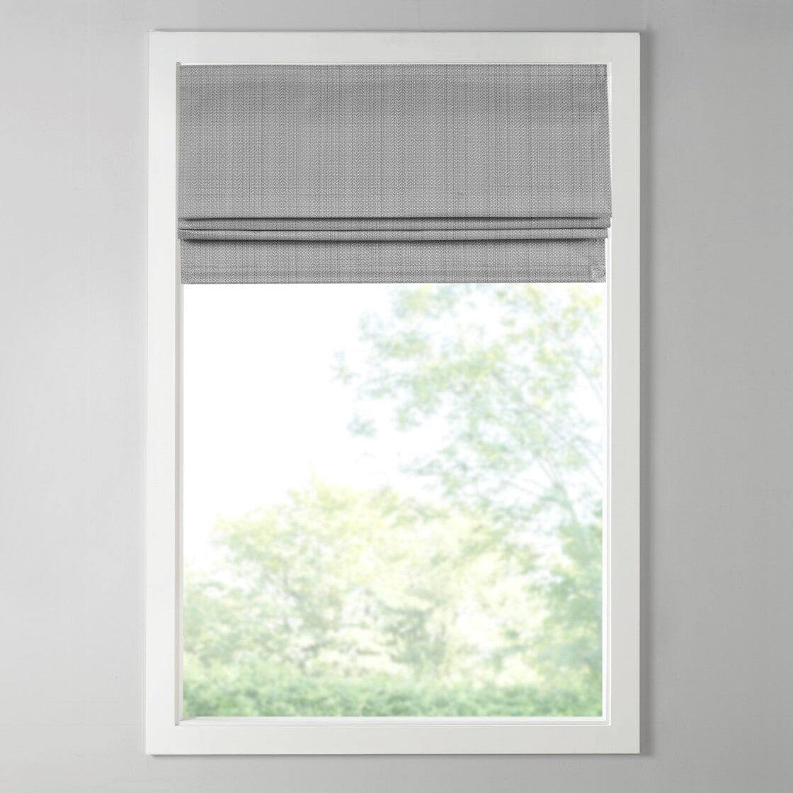 Alt View 8. BreeBe - Basketweave Room Darkening Cordless Roman Shade - Grey.