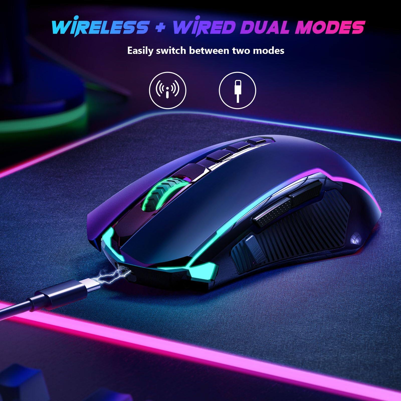 **WIRELESS + WIRED DUAL MODES**

Easily switch between two modes