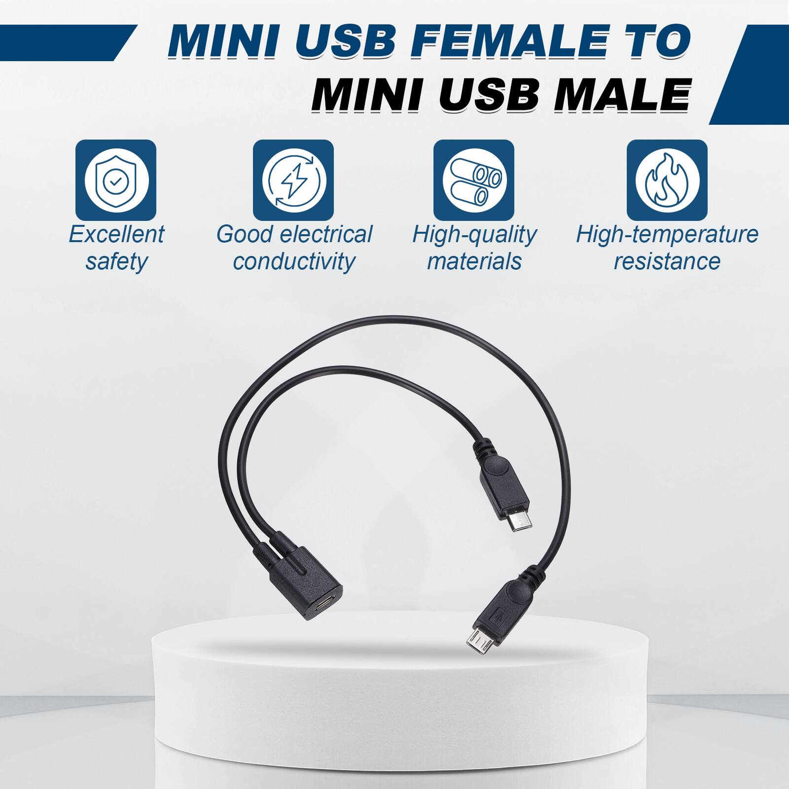 MINI USB FEMALE TO MINI USB MALE

Excellent safety
Good electrical conductivity
High-quality materials
High-temperature resistance