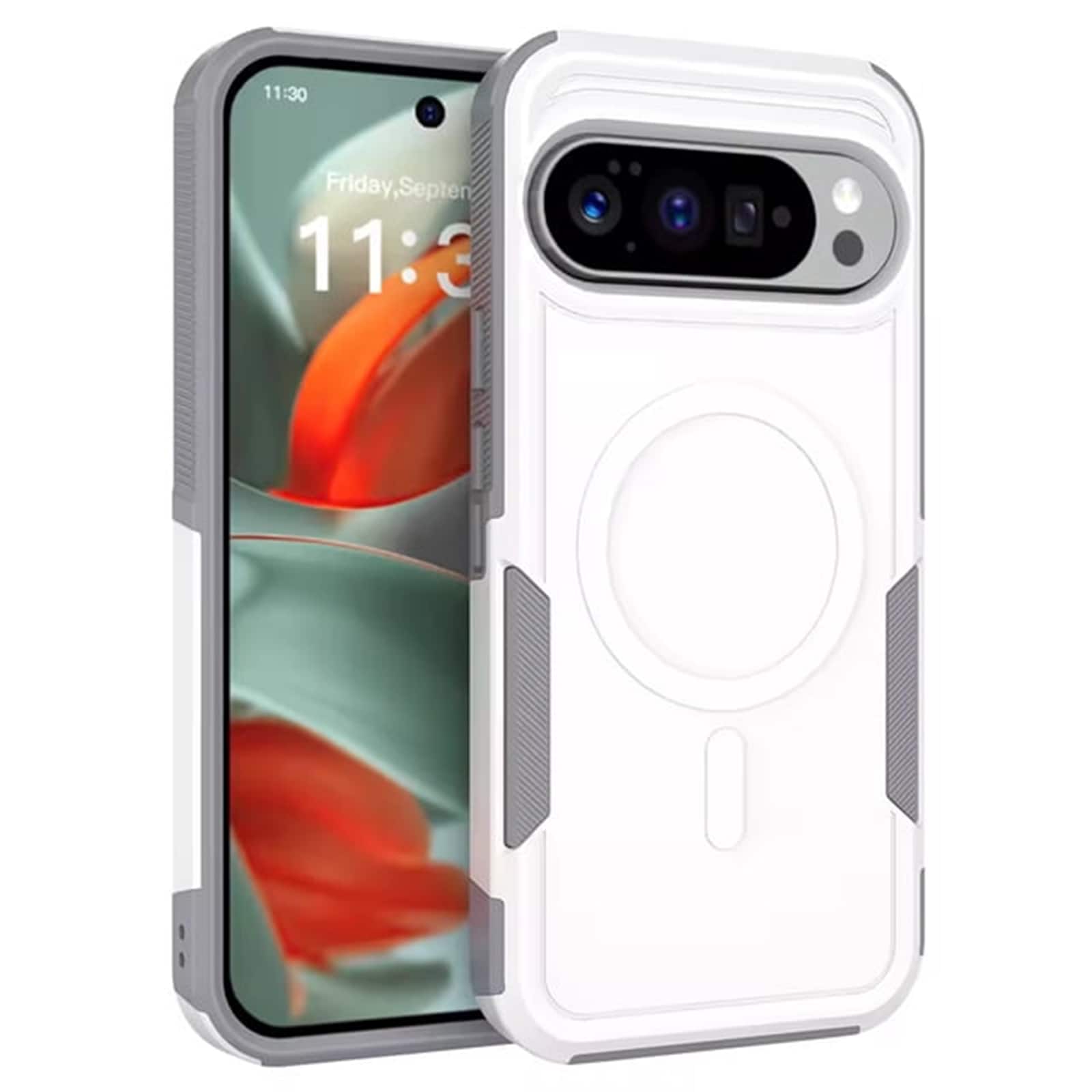 UUCOVER - Shockproof Magnetic Case for Google Pixel 10 /10 Pro / 9 / 9 Pro, Compatible with MagSafe Dual Layer Heavy Duty Cover - White price history on PriceWatchPro