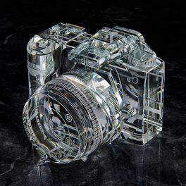 Fotodiox - Crystal Camera - 2/3 Sized Replica of Nikon D90 Camera w/ Nikkor 18-105mm ED VR Lens; Paperweight, Bookends, Display