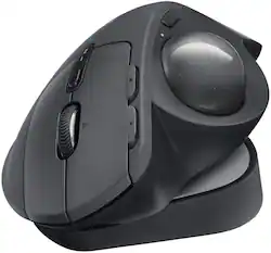 Logitech - MX ERGO S PLUS Wireless Ergonomic Trackball Mouse with 6 Programmable Buttons - Wireless - Graphite - Front_Zoom