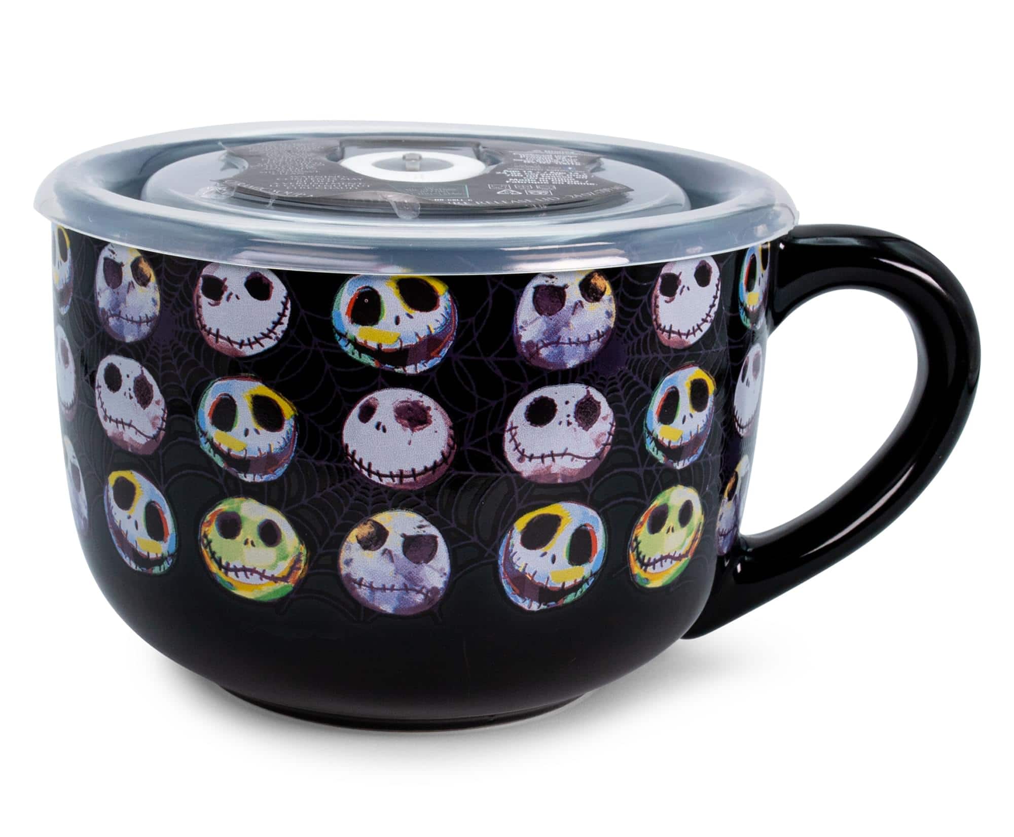 Front. Disney - Disney The Nightmare Before Christmas Jack Expressions Ceramic Soup Mug with Lid - Black.
