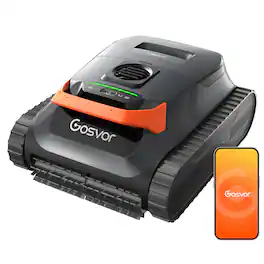 Gosvor - Cordless Robotic Pool Cleaner for Inground Pools up to 2153 Sq.ft, Floor/Wall/Waterline Cleaning, 200-Min Runtime - Gray