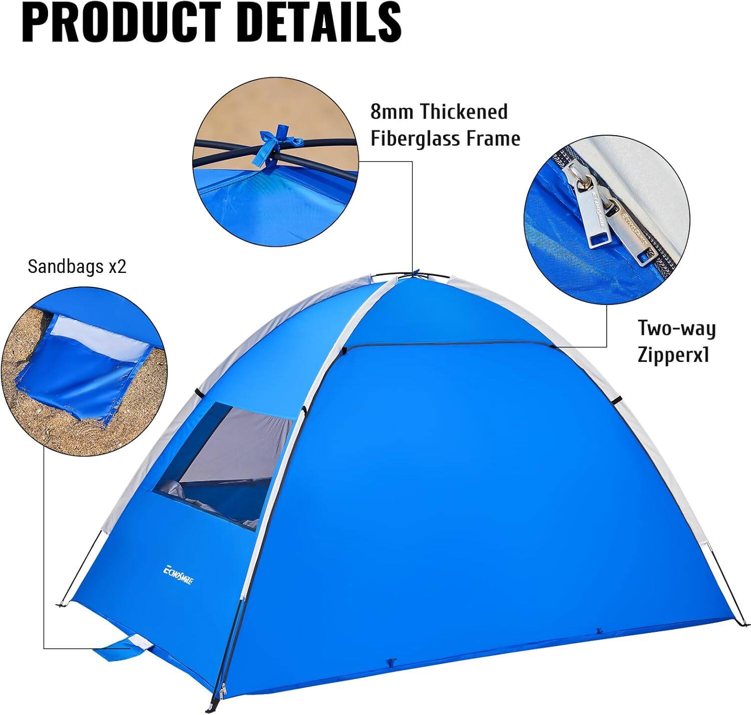 PRODUCT DETAILS 8mm Thickened Fiberglass Frame Sandbags x2 Two-way Zipperx1