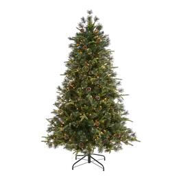 BreeBe - 6’ Snow Tipped Clermont Xmas Tree w/250 LEDs & 1242 Tips - Multi