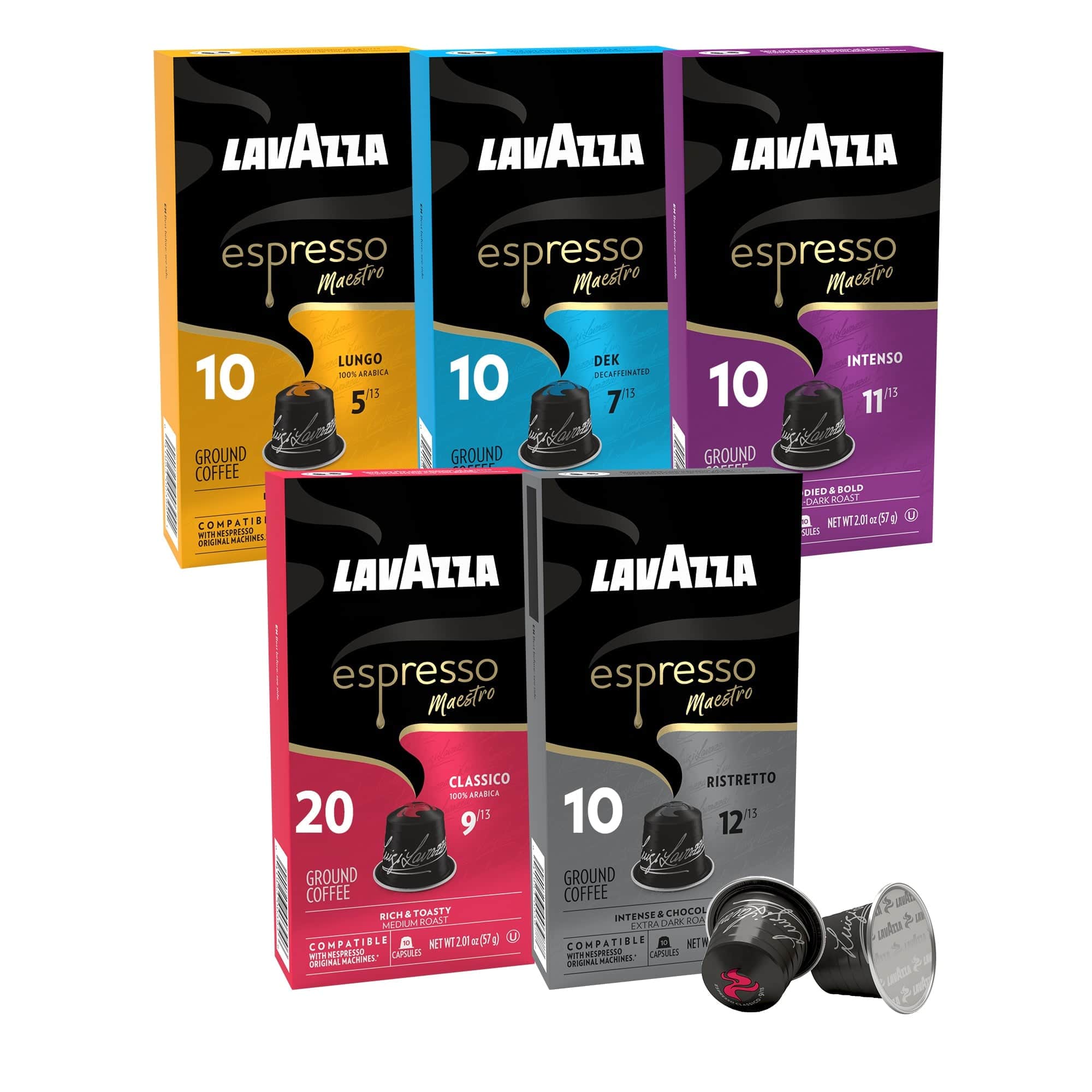 Lavazza - Espresso Variety Pack of Aluminum Capsules Compatible with Nespresso* Original Machines (60 Capsules)