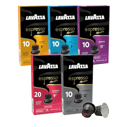 LAVAZZA espresso Maestro
LUNGO
DEK
INTENSO
100% ARABICA
DECAFFINATED
GROUND COFFEE
DARK ROAST
LAVAZZA espresso Maestro
CLASSICO
GROUND COFFEE
MEDIUM ROAST
LAVAZZA espresso Maestro
RISTRETTO
GROUND COFFEE
INTENSE & CHOCOLATE
EXTRA DARK ROAST
NET WT 120g (4.2 oz)
COMPATIBLE WITH ORIGINAL MACHINES