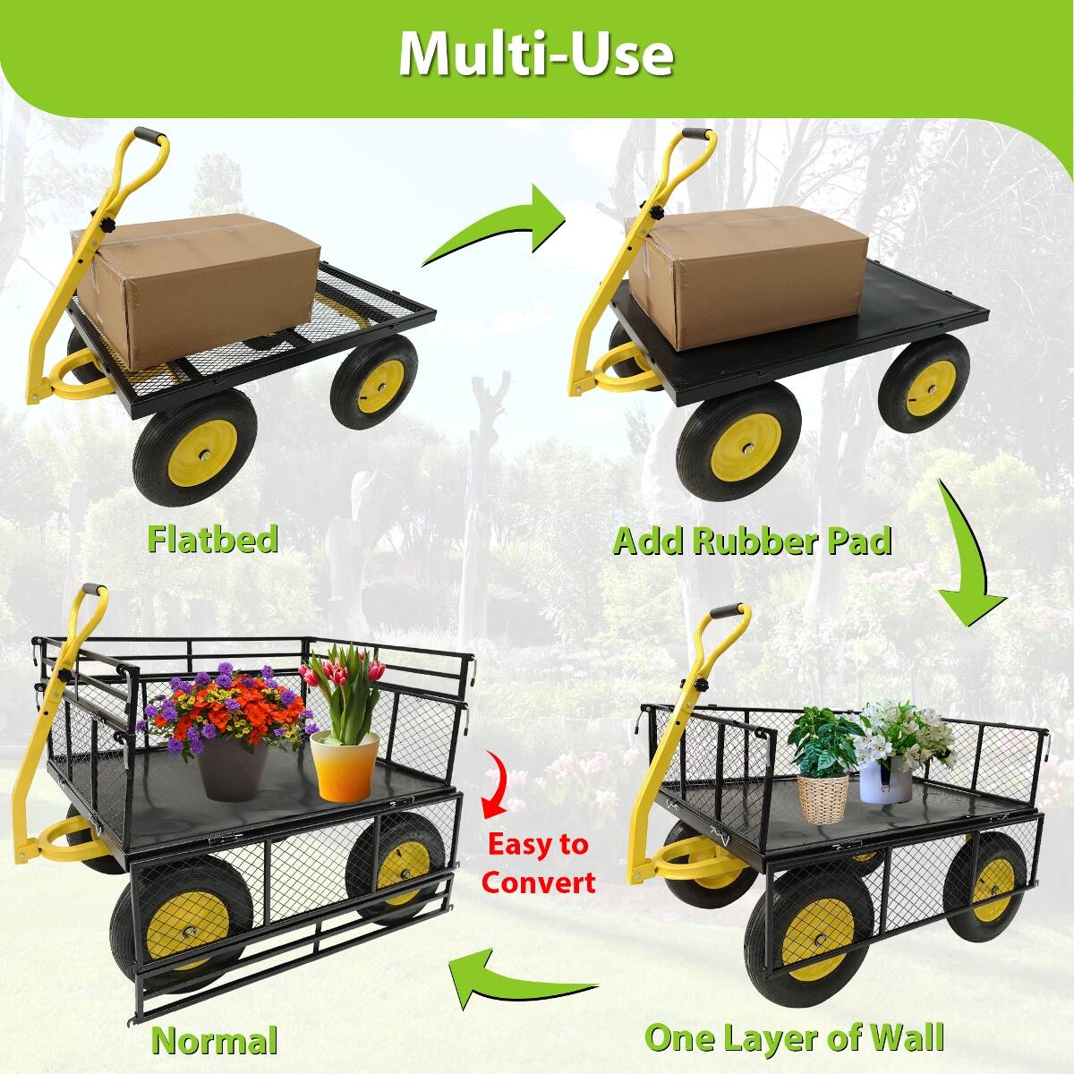 Multi-Use

Flatbed

Add Rubber Pad

Easy to Convert

Normal

One Layer of Wall