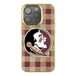 Keyscaper - NCAA - Florida State Seminoles Plaid Bling iPhone Case - 15 - Gold