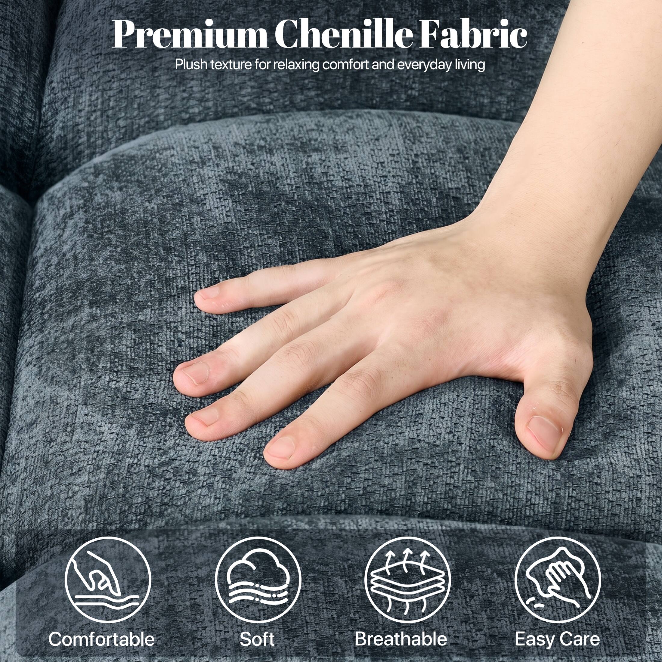 Premium Chenille Fabric  
Plush texture for relaxing comfort and everyday living  

Comfortable  
Soft  
Breathable  
Easy Care