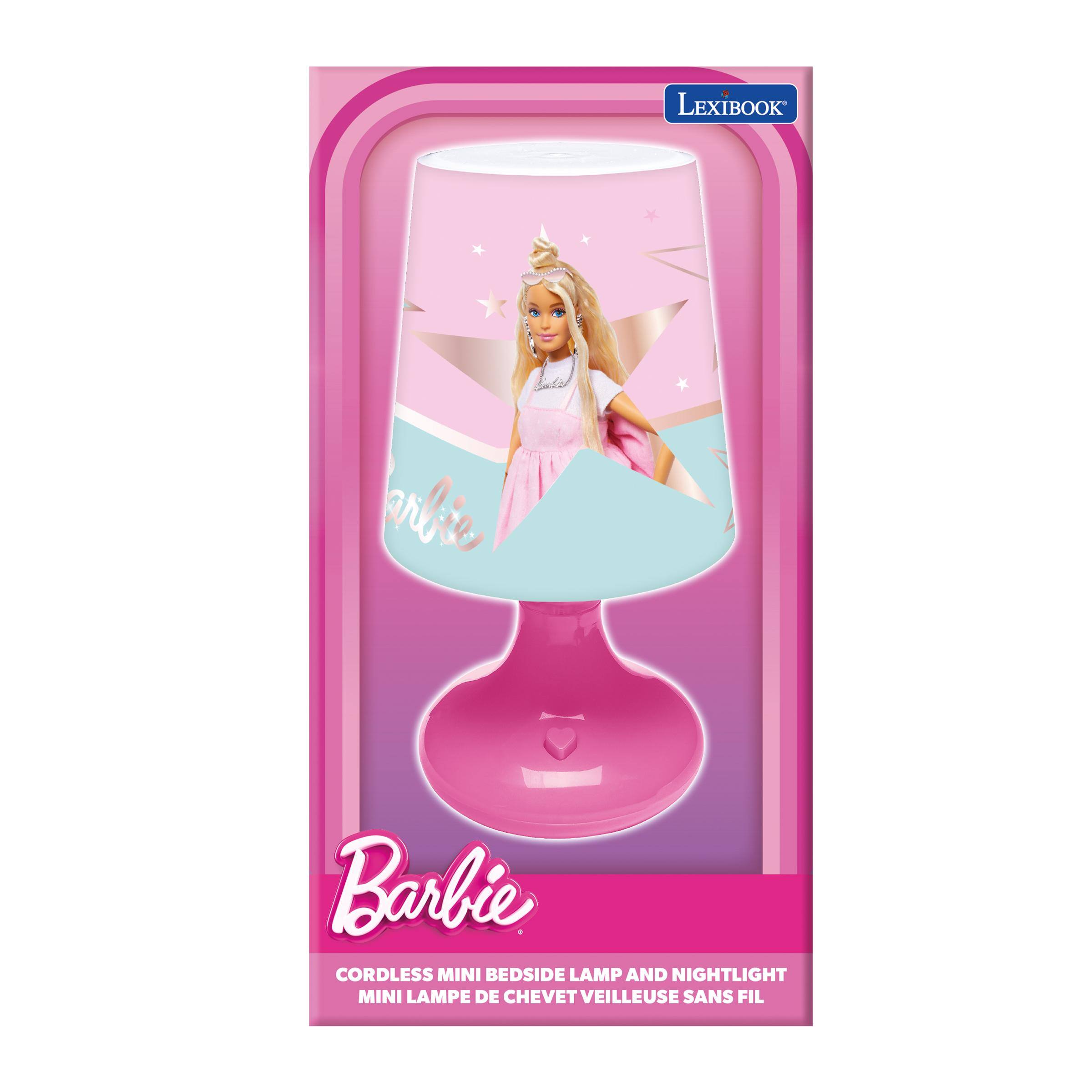 LEXIBOOK  
Barbie CORDLESS MINI BEDSIDE LAMP AND NIGHTLIGHT  
MINI LAMPE DE CHEVET VEILLEUSE SANS FIL