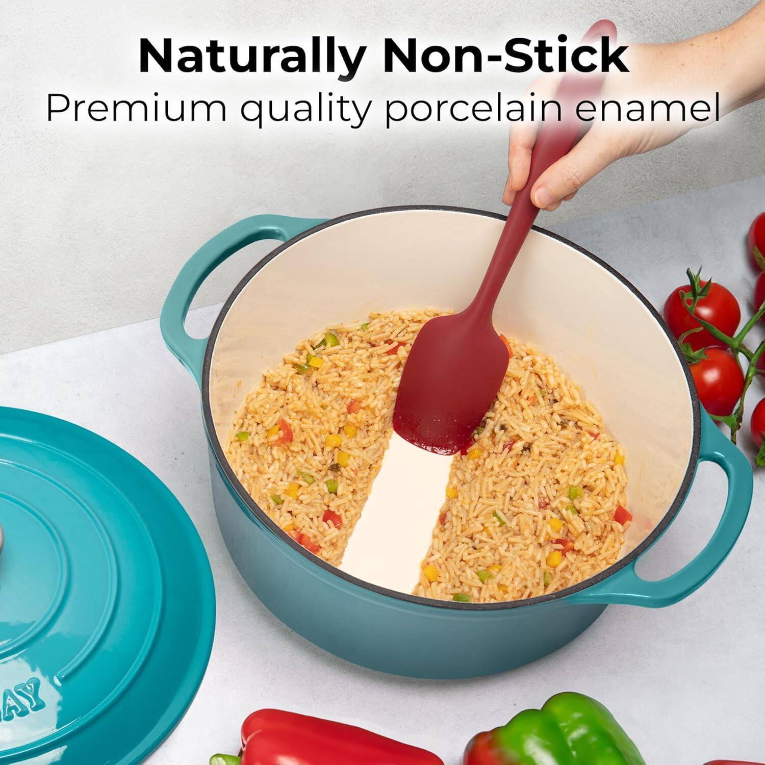 Naturally Non-Stick  
Premium quality porcelain enamel
