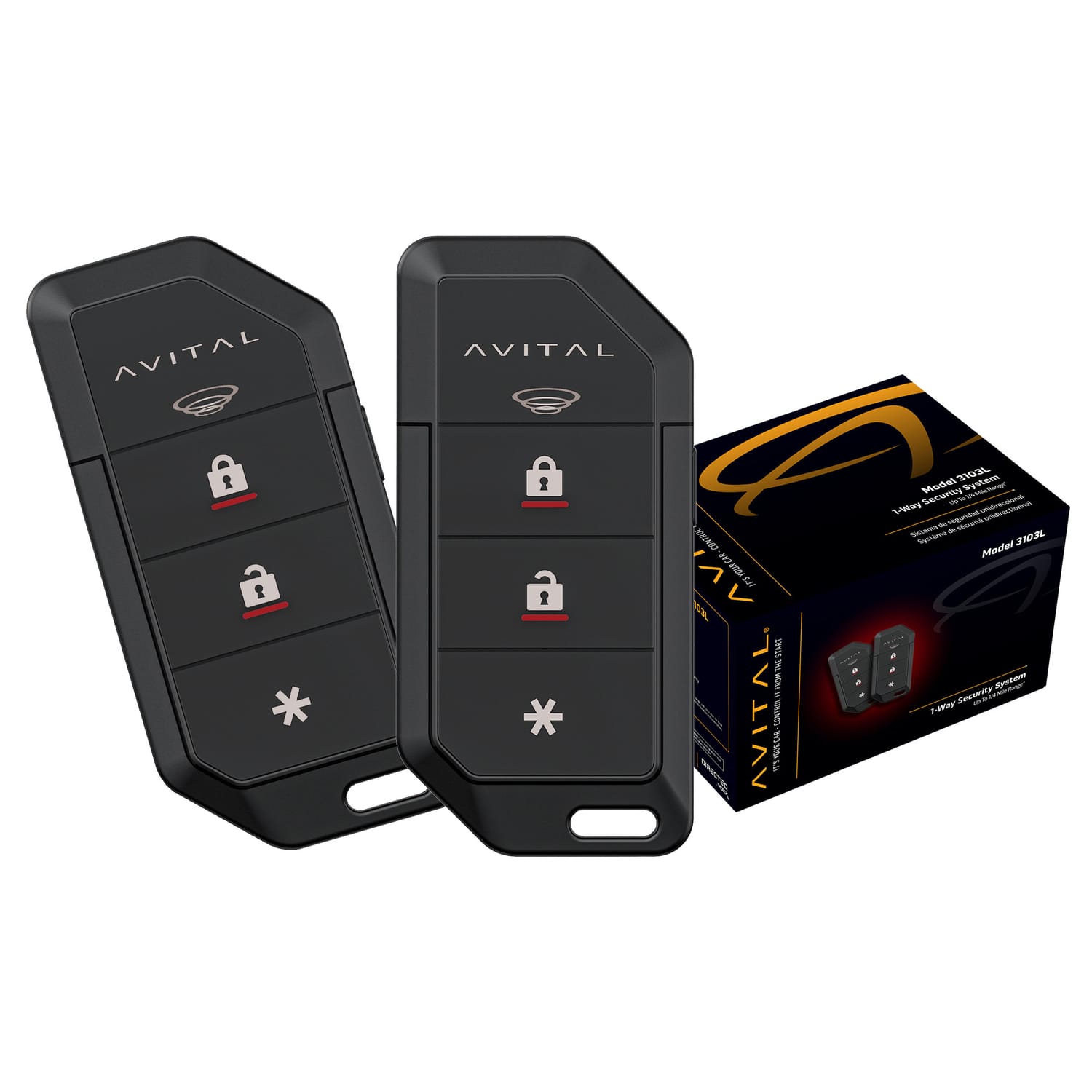 AVITAL - 3103l 3103l 1-way Security System With Two 4-button Remotes