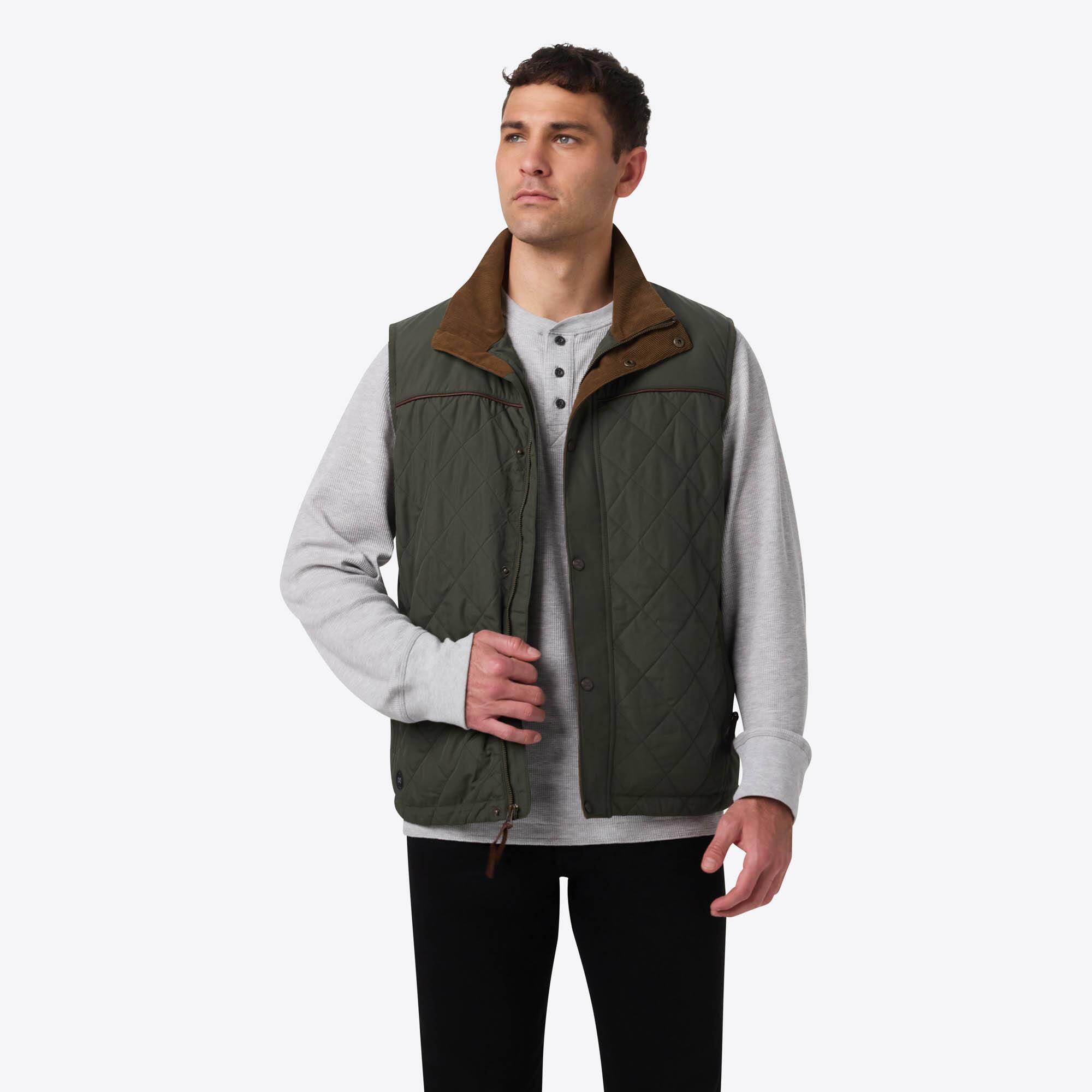 Front. Mobile Warming - Men's Duke Heated Vest - Forest Green.
