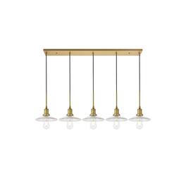 Living District - Waltz 5 Light Brass Pendant - Brass And Clear
