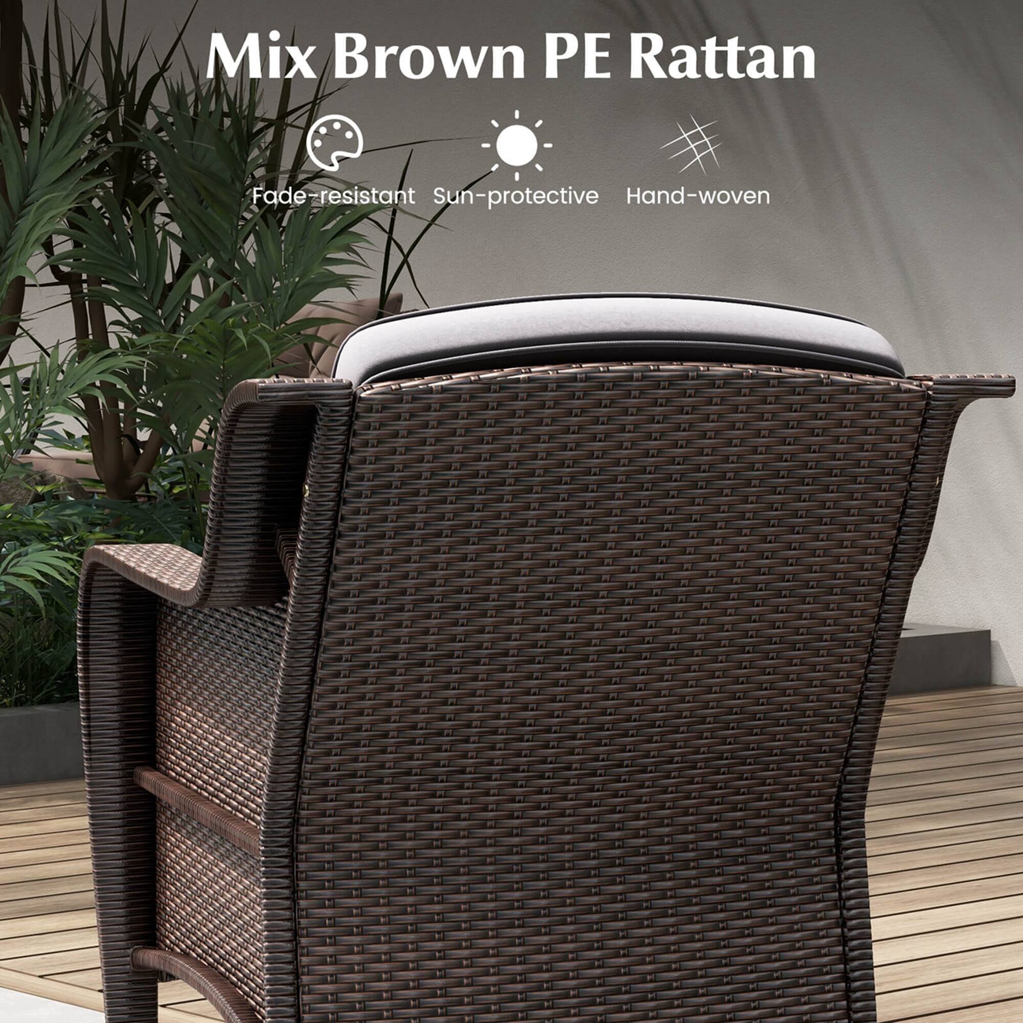 Mix Brown PE Rattan, Fade-resistant, Sun-protective, Hand-woven