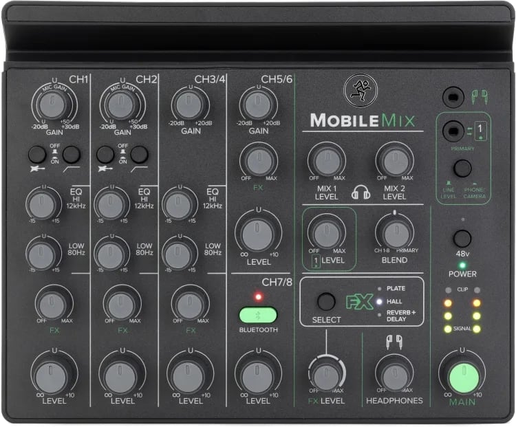 Mackie - MobileMix 8-Channel Live Sound and Streaming Mixer Kit with Headphones, XLR Inputs, EQ, Bluetooth, USB Power and FX