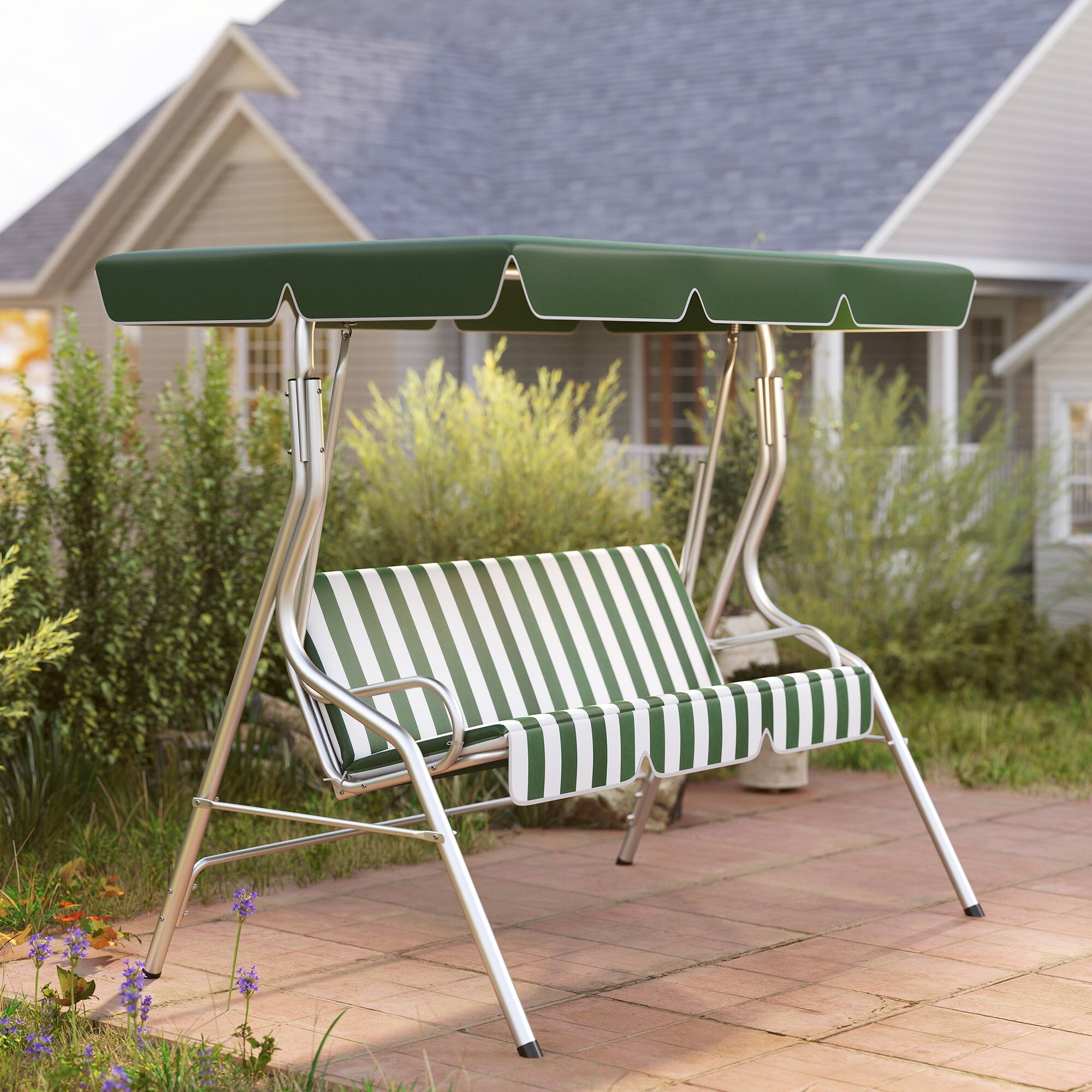 Alt View 4. Outsunny - Outsunny 3-Person Porch Swing with Canopy Patio Swing Chair.